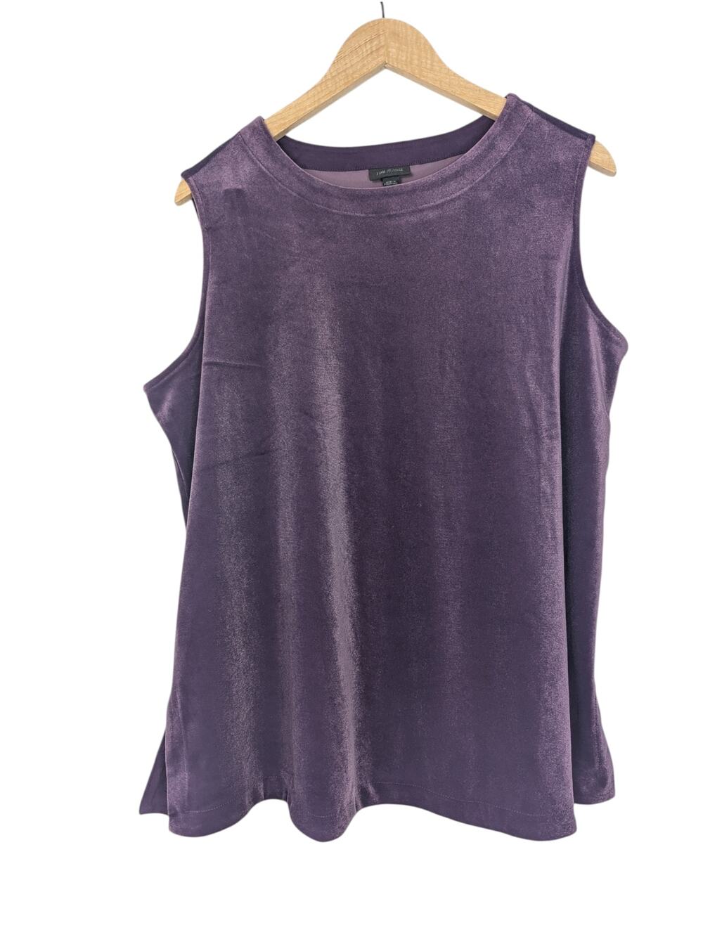 J. Jill Wearever Collection Stretch Velvet Tank Top in Concord Grape